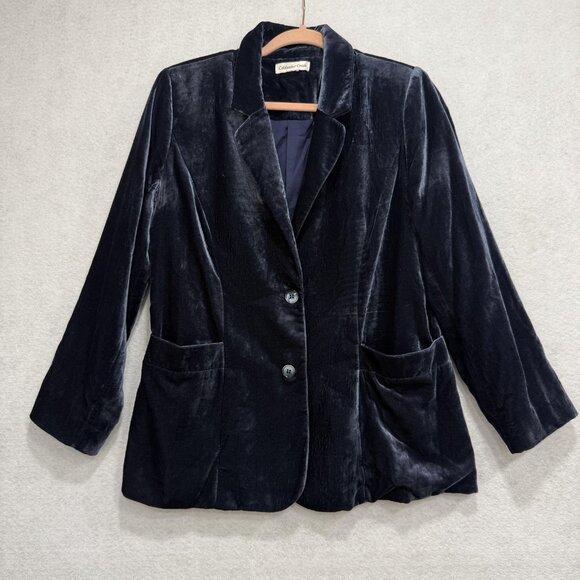 Coldwater Creek Jackets & Blazers - Coldwater Creek Blazer Womens Large Velvet Jacket Two Button Pockets Classic